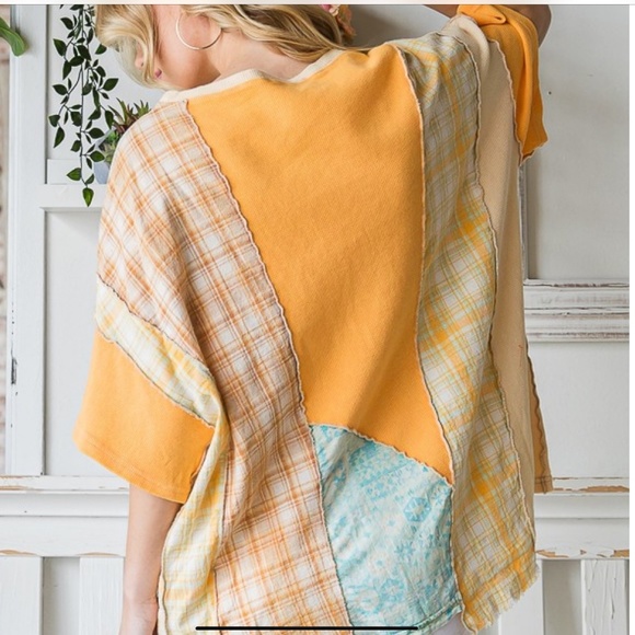 Oli and Hali Mineral Washed Mixed Fabric Top Shirt - Picture 4 of 4